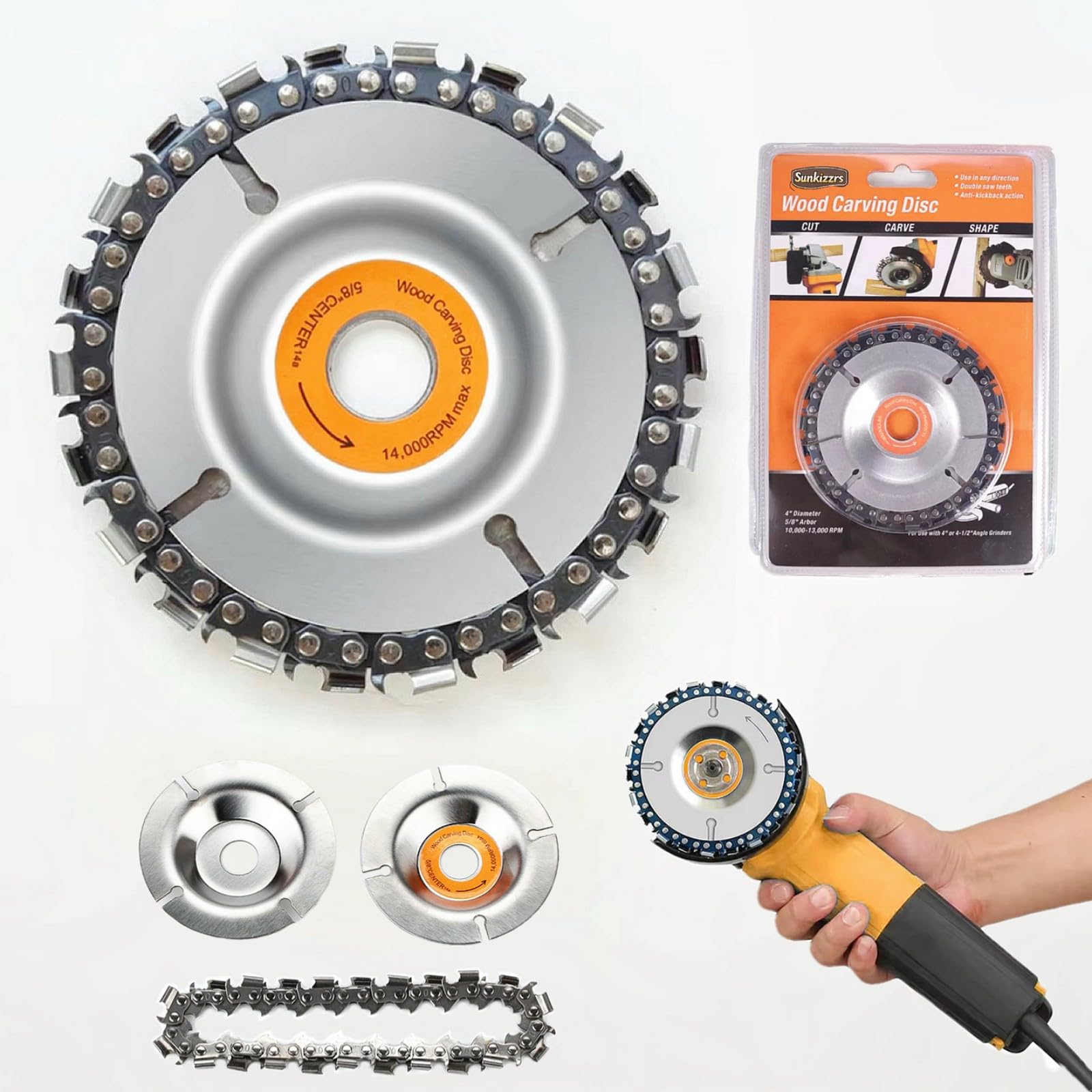 Sunkizzrs® 22-Teeth 100mm Wood Carving Chain Circular Saw Disc for